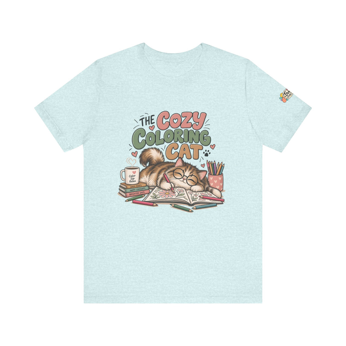 Cozy Coloring Cat T‑Shirt — Cute Cat & Coloring Book Graphic Tee