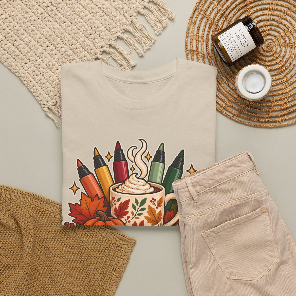 Color, Sip & Give Thanks Tee — Thanksgiving Mug & Fall Art Lovers Shirt