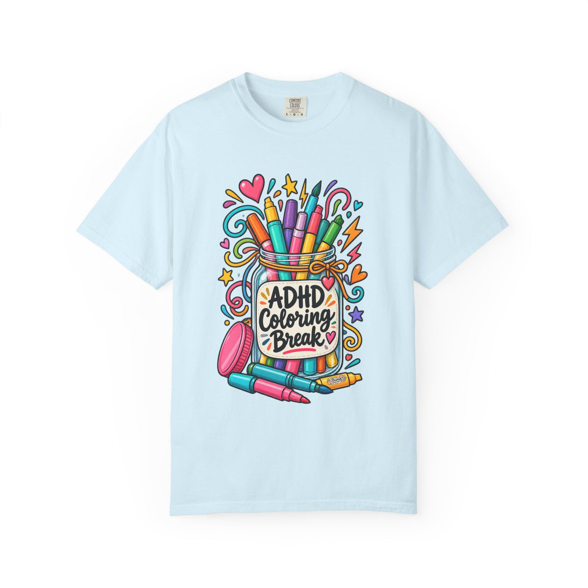 ADHD Coloring Break T‑Shirt — Fun Marker Jar Graphic Tee