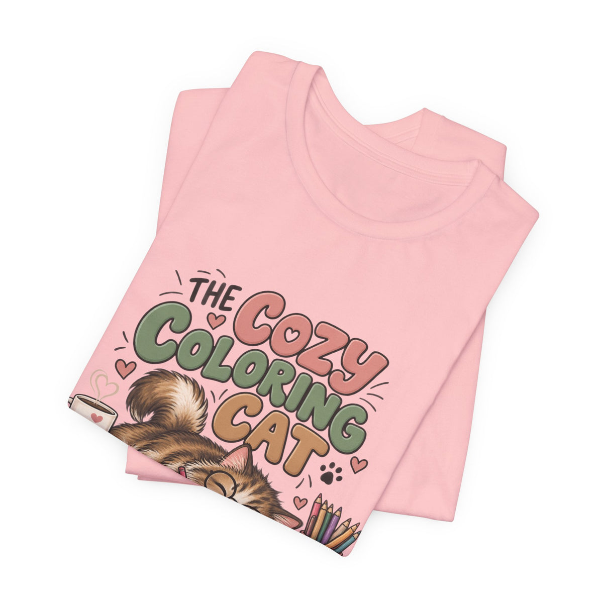 Cozy Coloring Cat T‑Shirt — Cute Cat & Coloring Book Graphic Tee