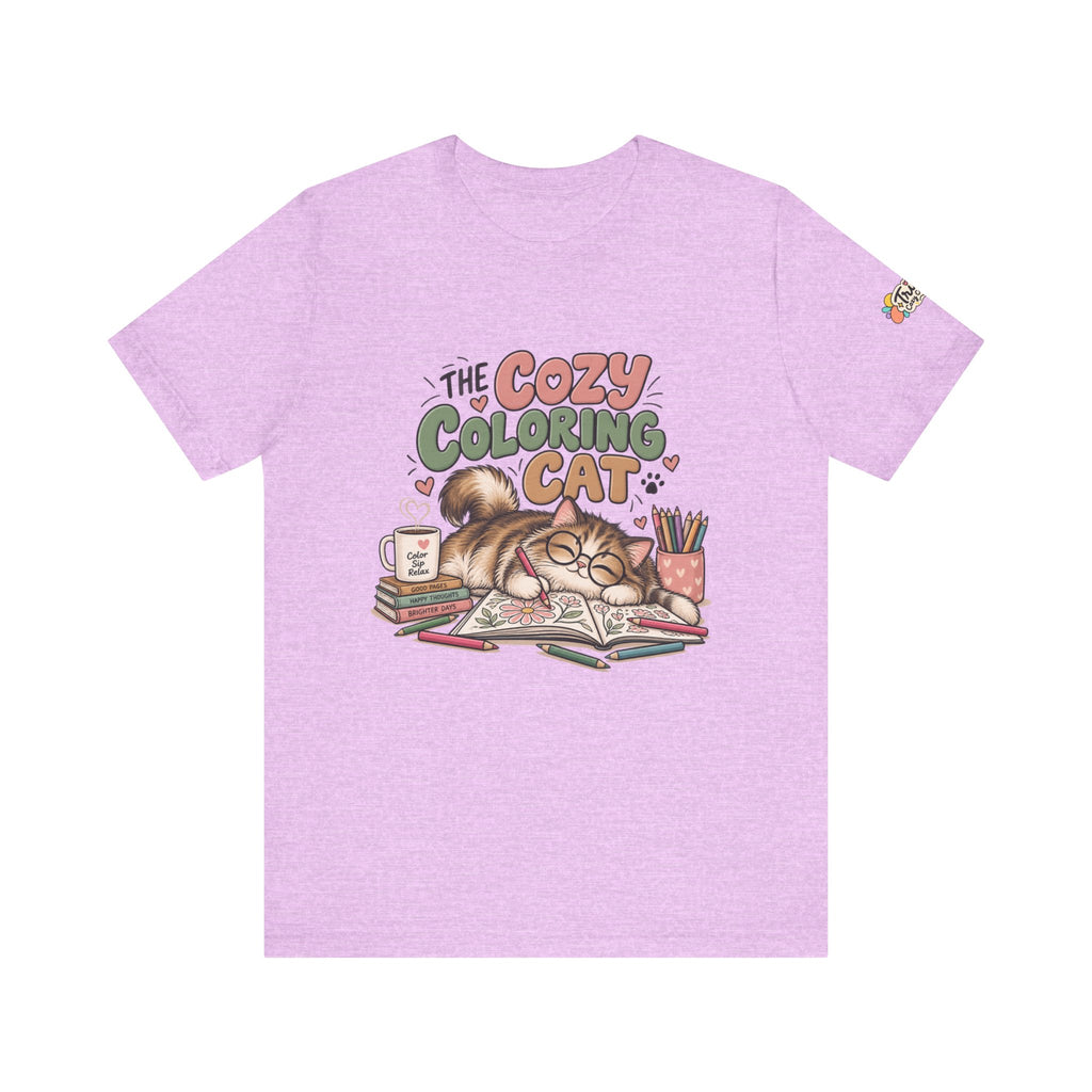 Cozy Coloring Cat T‑Shirt — Cute Cat & Coloring Book Graphic Tee