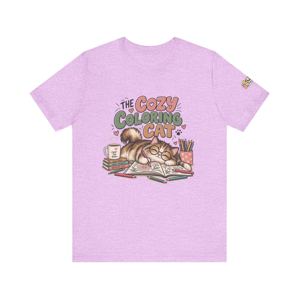 Cozy Coloring Cat T‑Shirt — Cute Cat & Coloring Book Graphic Tee