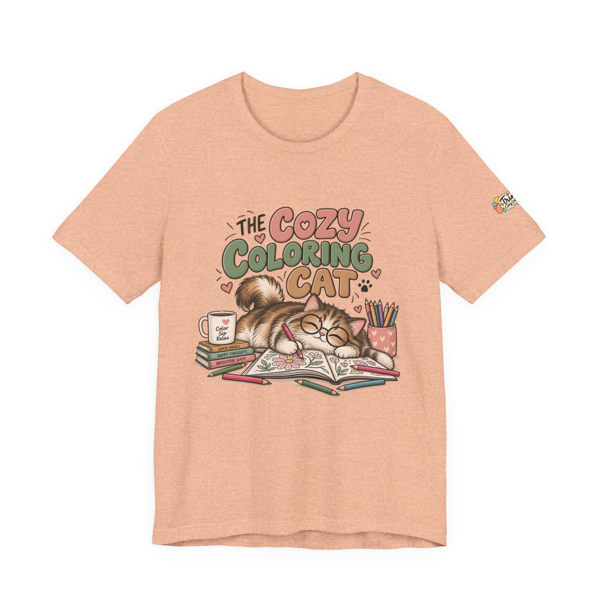 Cozy Coloring Cat T‑Shirt — Cute Cat & Coloring Book Graphic Tee