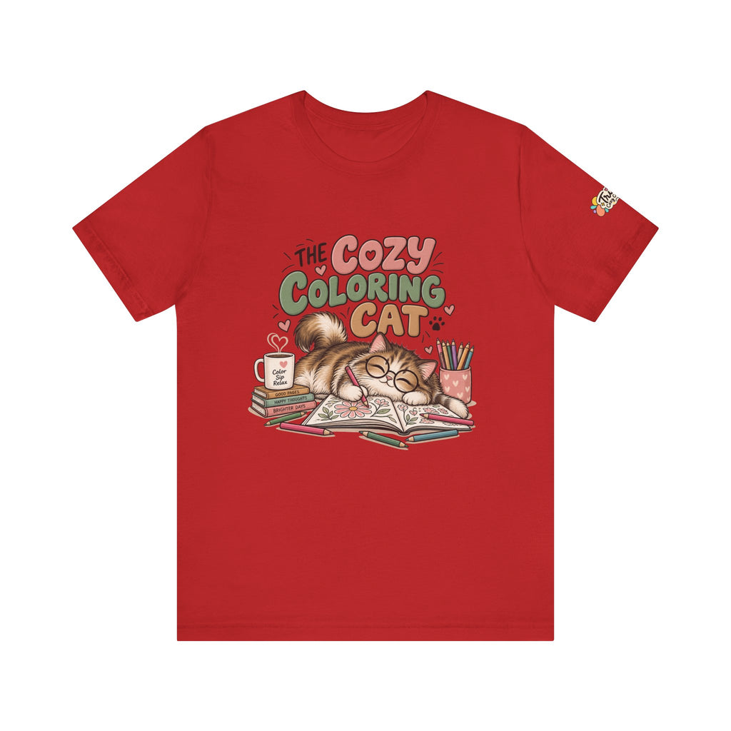Cozy Coloring Cat T‑Shirt — Cute Cat & Coloring Book Graphic Tee