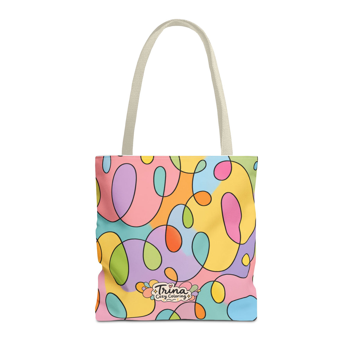 Colorful Abstract Doodle Tote Bag — Pastel Swirl All-Over Print