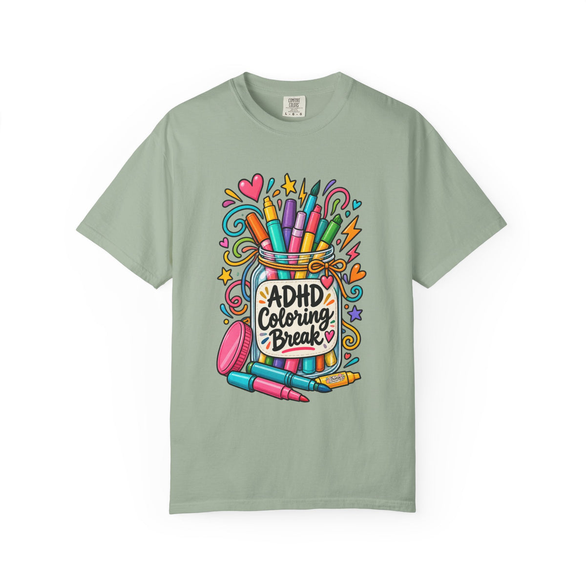 ADHD Coloring Break T‑Shirt — Fun Marker Jar Graphic Tee