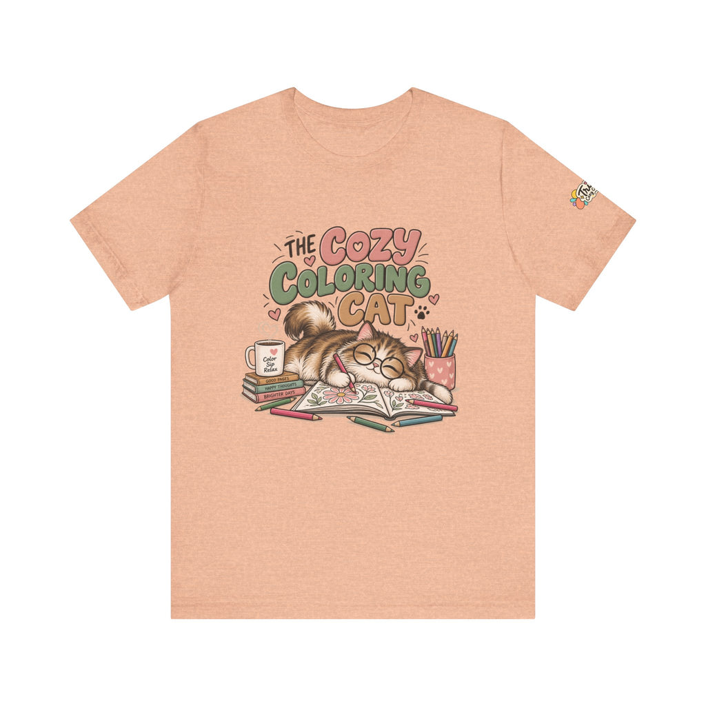 Cozy Coloring Cat T‑Shirt — Cute Cat & Coloring Book Graphic Tee