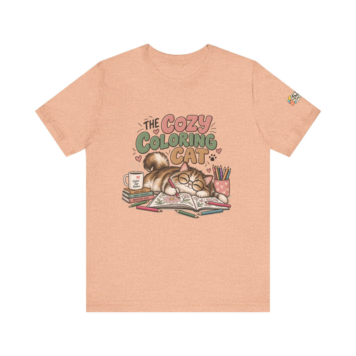 Cozy Coloring Cat T‑Shirt — Cute Cat & Coloring Book Graphic Tee