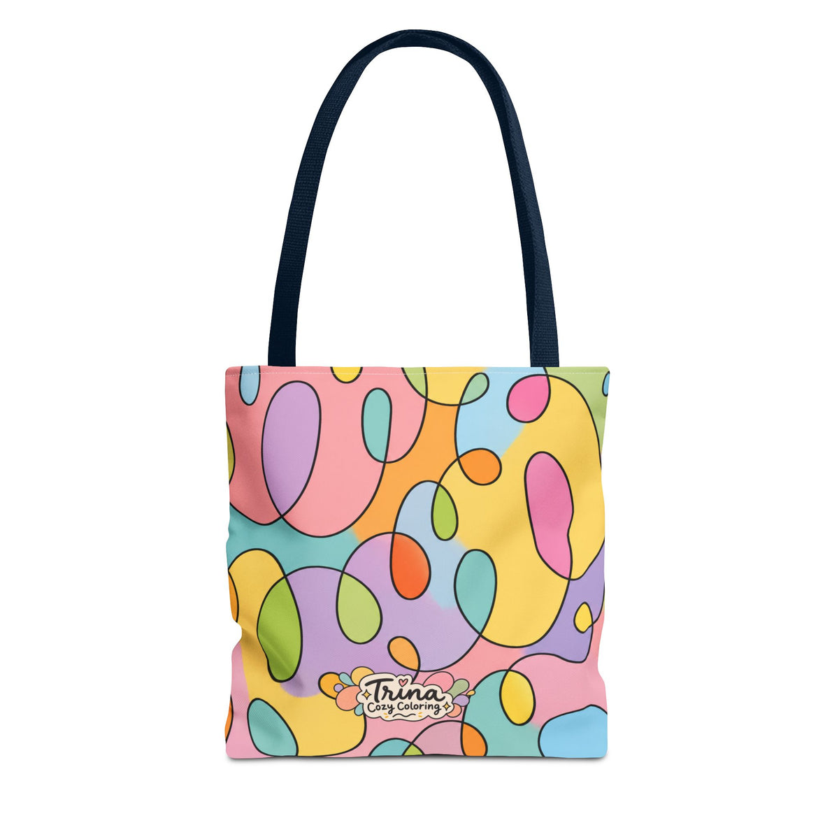 Colorful Abstract Doodle Tote Bag — Pastel Swirl All-Over Print