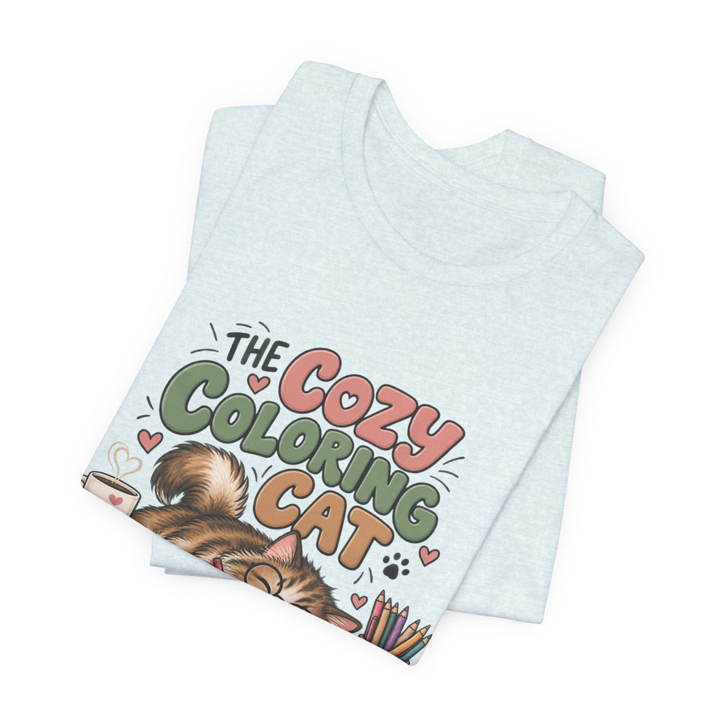 Cozy Coloring Cat T‑Shirt — Cute Cat & Coloring Book Graphic Tee