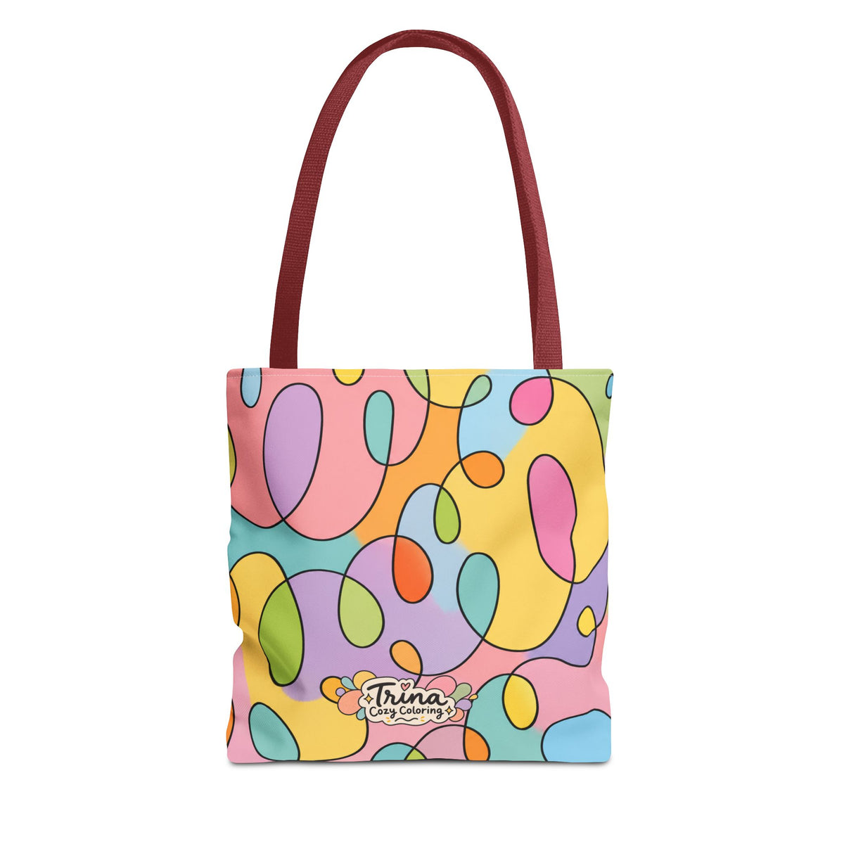 Colorful Abstract Doodle Tote Bag — Pastel Swirl All-Over Print