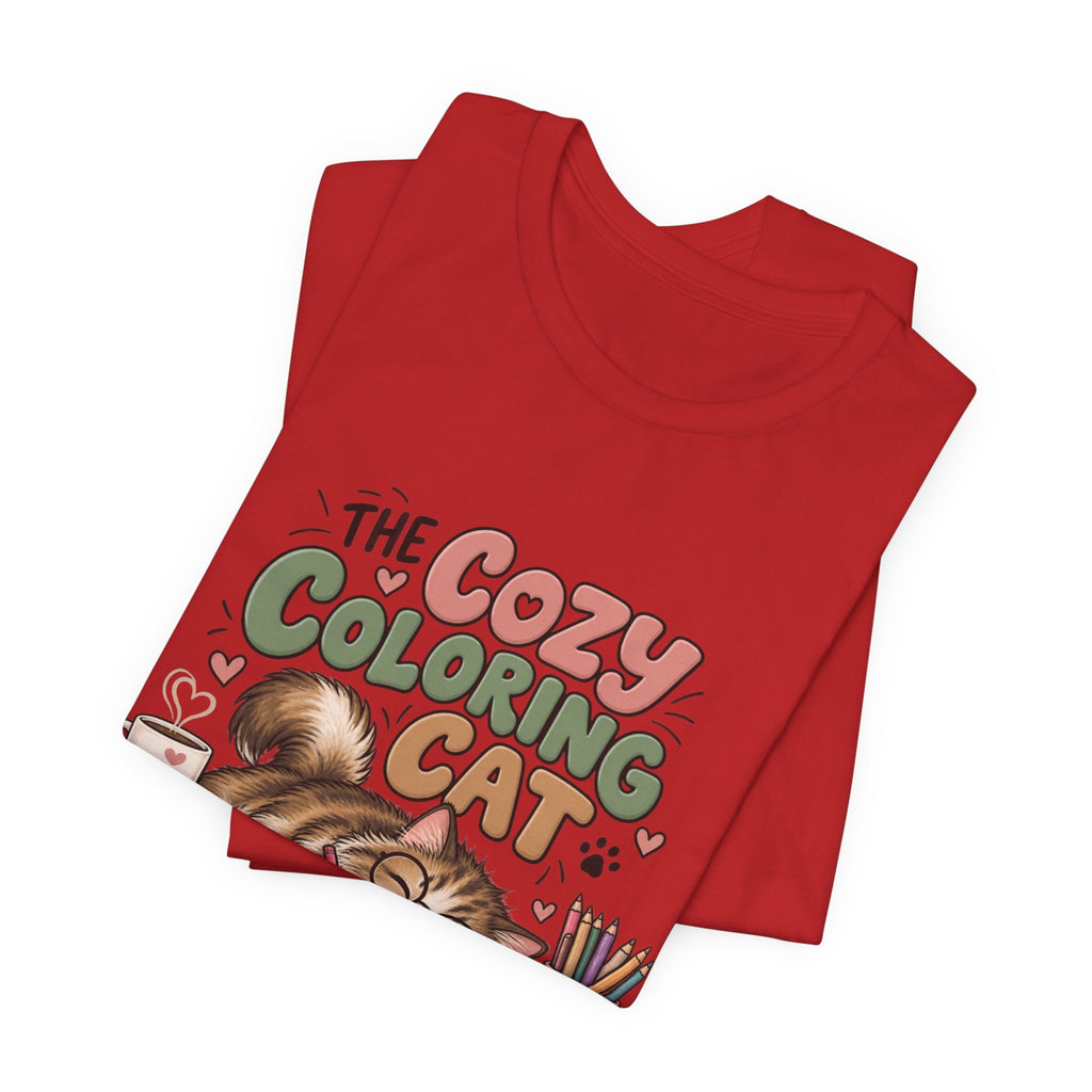 Cozy Coloring Cat T‑Shirt — Cute Cat & Coloring Book Graphic Tee
