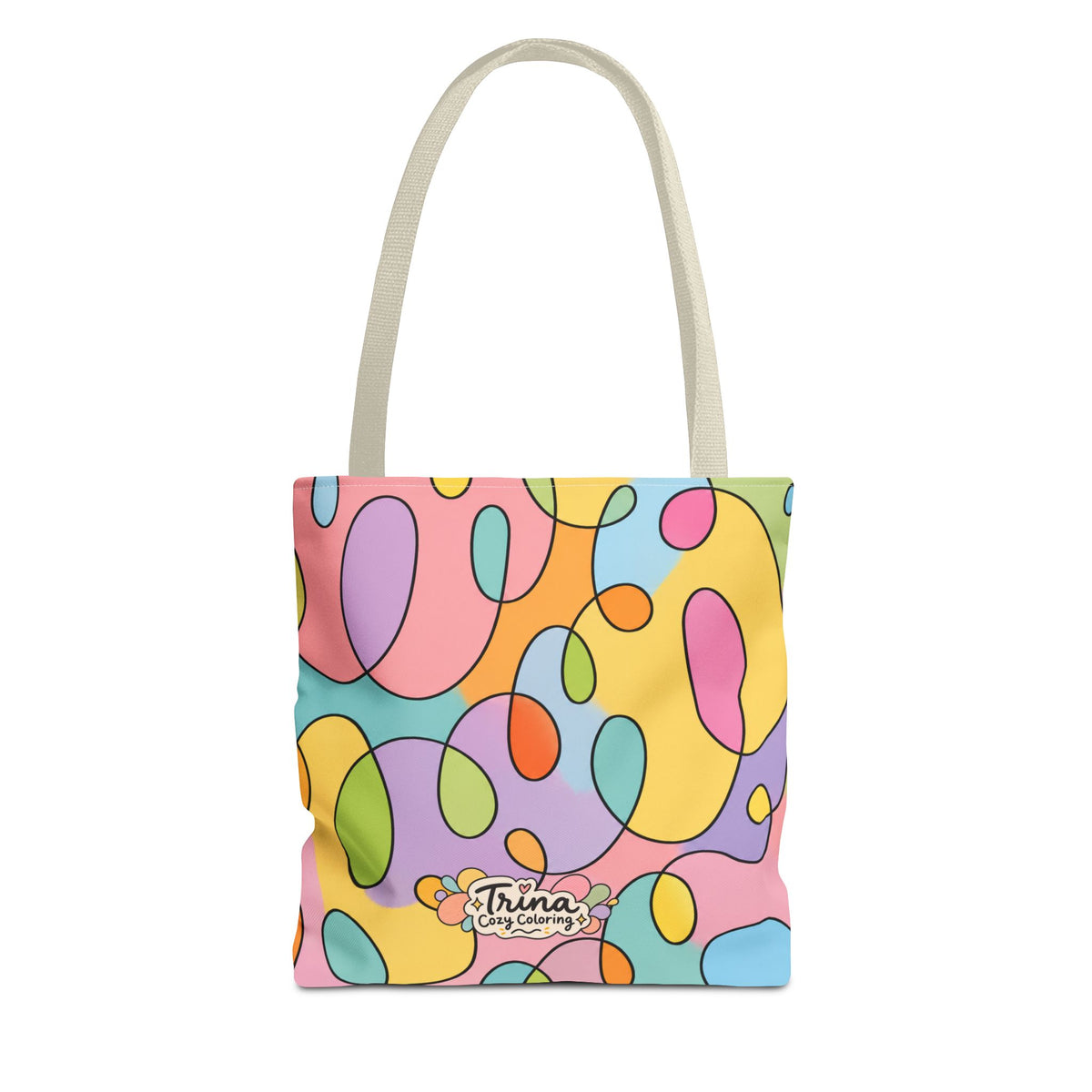 Colorful Abstract Doodle Tote Bag — Pastel Swirl All-Over Print