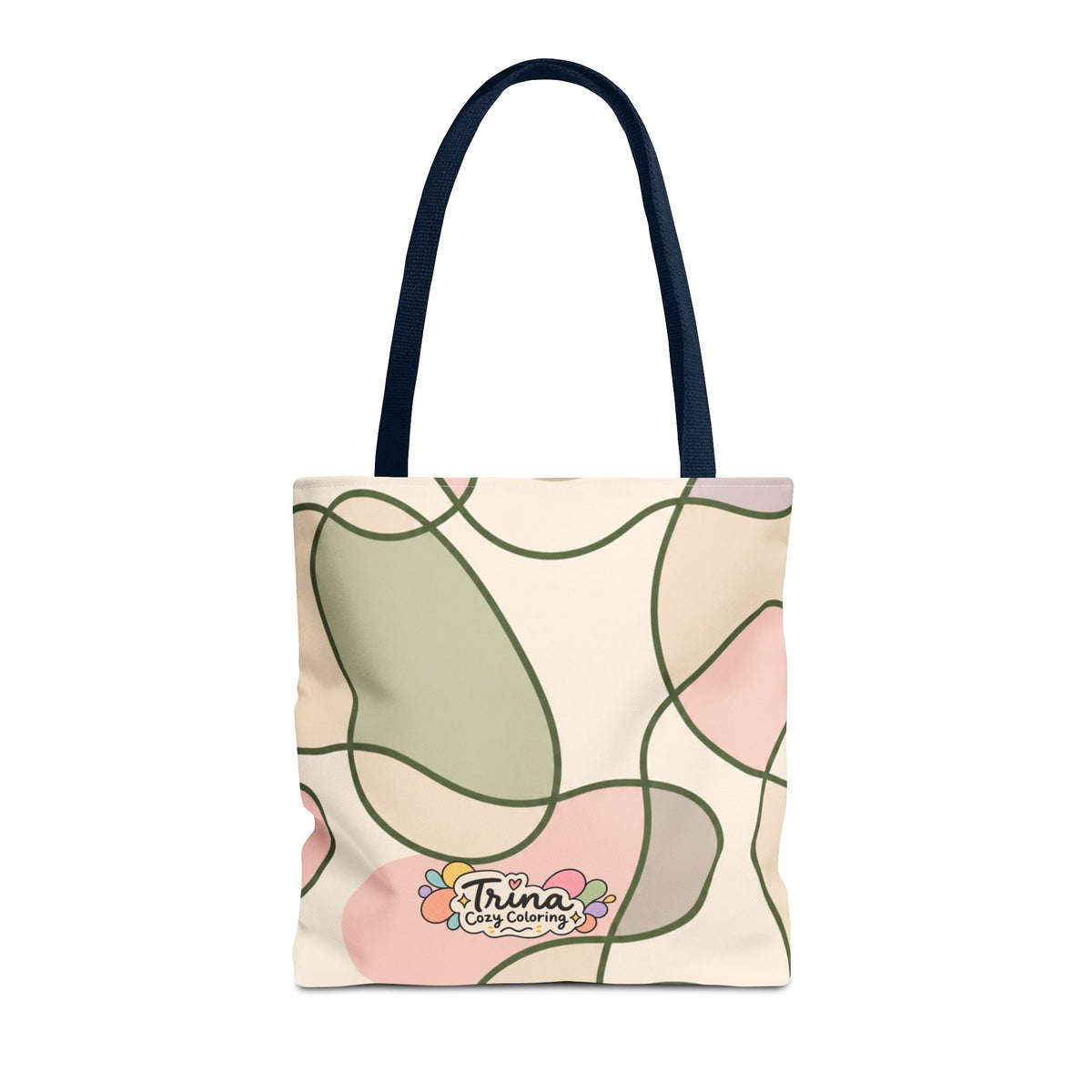 Cozy Meadow, Minimal Abstract Tote Bag – Pastel Loop Pattern, Cute Floral Logo