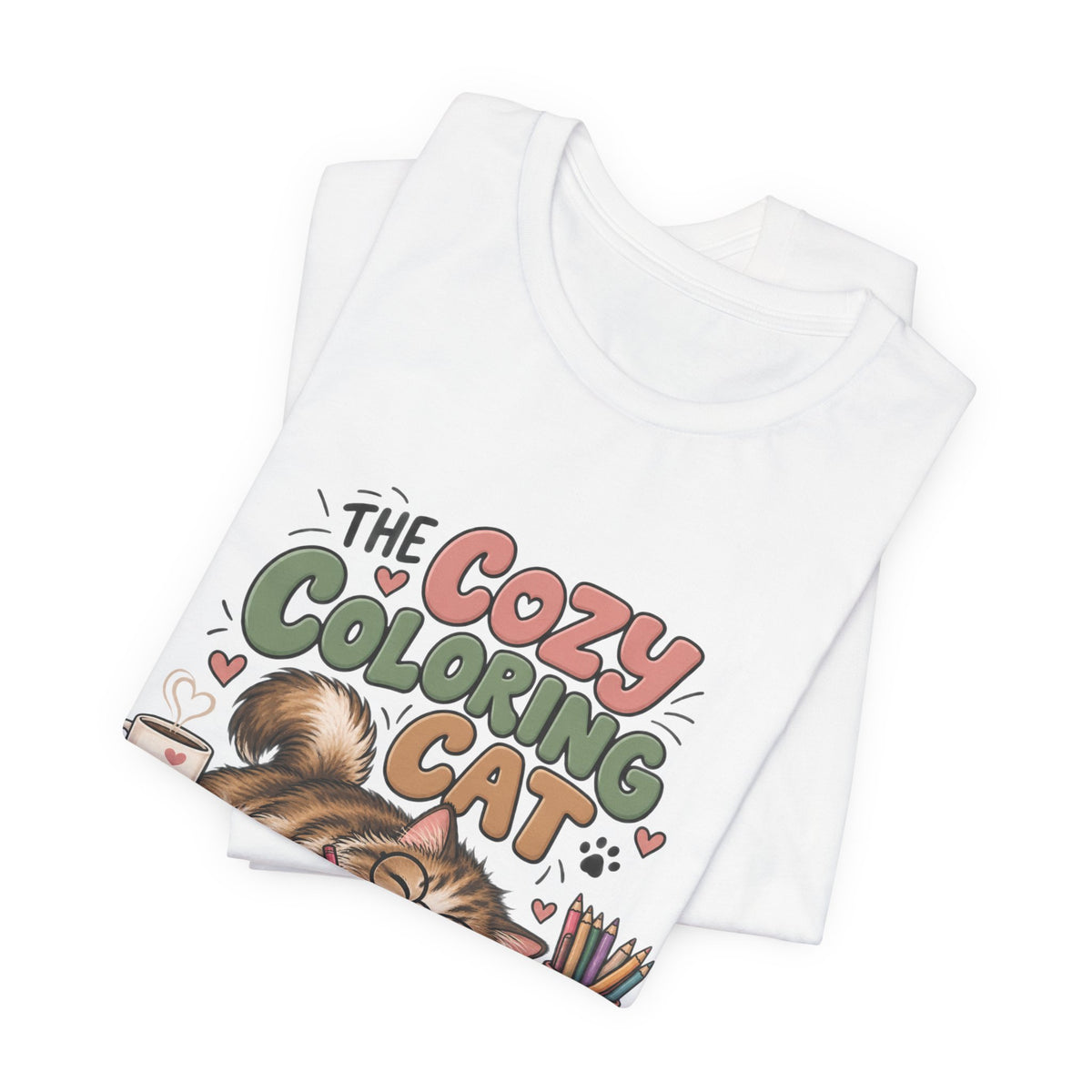 Cozy Coloring Cat T‑Shirt — Cute Cat & Coloring Book Graphic Tee