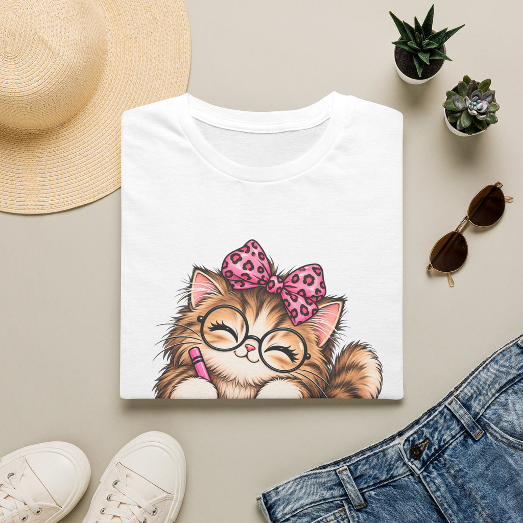 Cute Cat Coloring T-Shirt — Kitty with Crayons Graphic Tee
