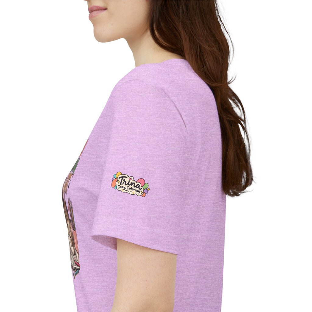 Cozy Coloring Cat T‑Shirt — Cute Cat & Coloring Book Graphic Tee