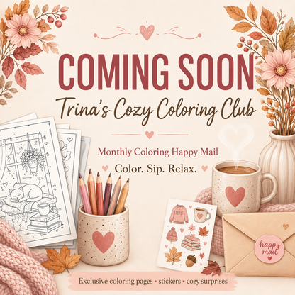 Monthly Cozy Happy Mail Subscription, Sticker and Art Print, Pen Pal Letter, Self-Care Gift, Snail Mail Surprise