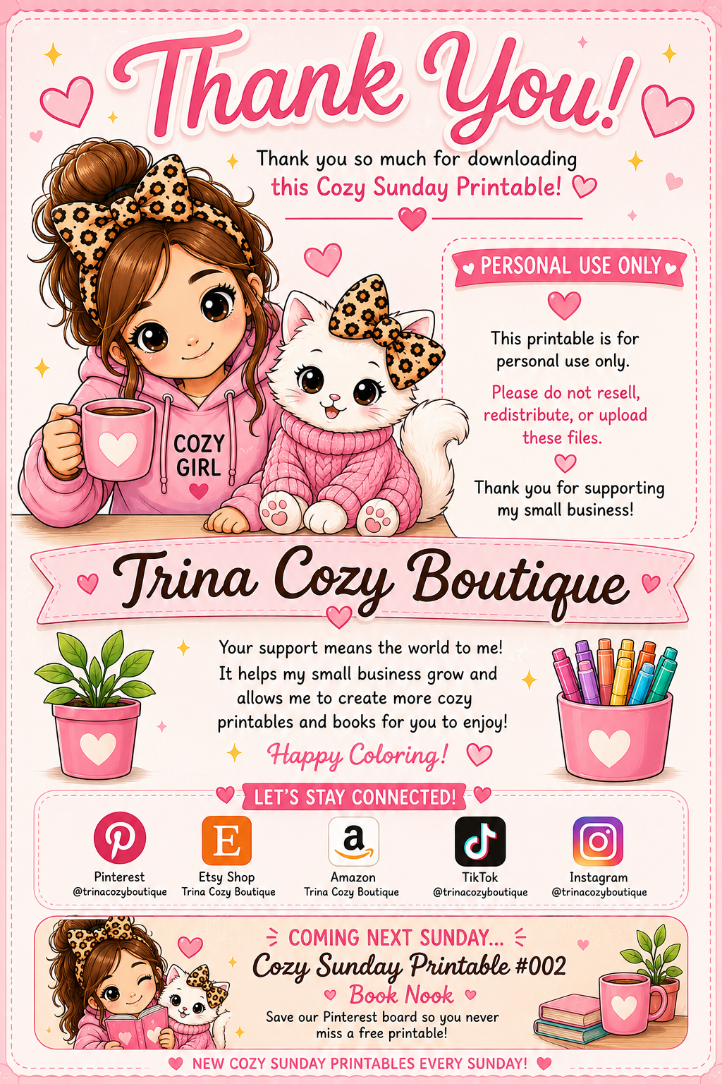 🌸 Cozy Sunday Printable #001 – Coloring Time