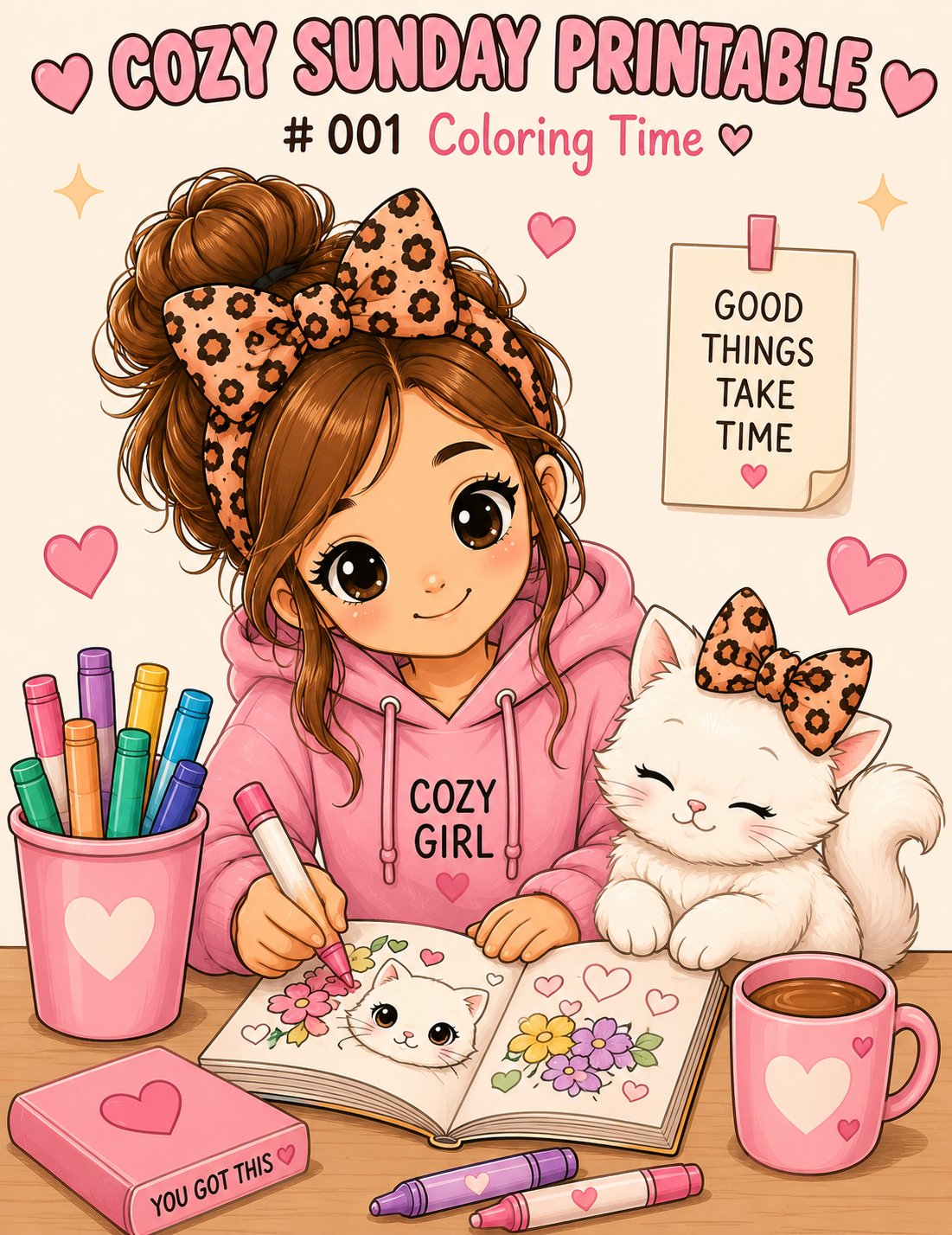 🌸 Cozy Sunday Printable #001 – Coloring Time