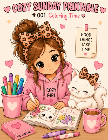 🌸 Cozy Sunday Printable #001 – Coloring Time