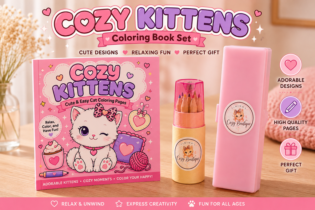 Cozy Kittens –  Coloring Book | 72 Cute & Easy Cat Coloring Pages