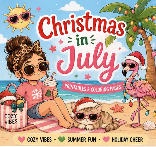 🎄☀️ Christmas in July Printable Coloring Pack