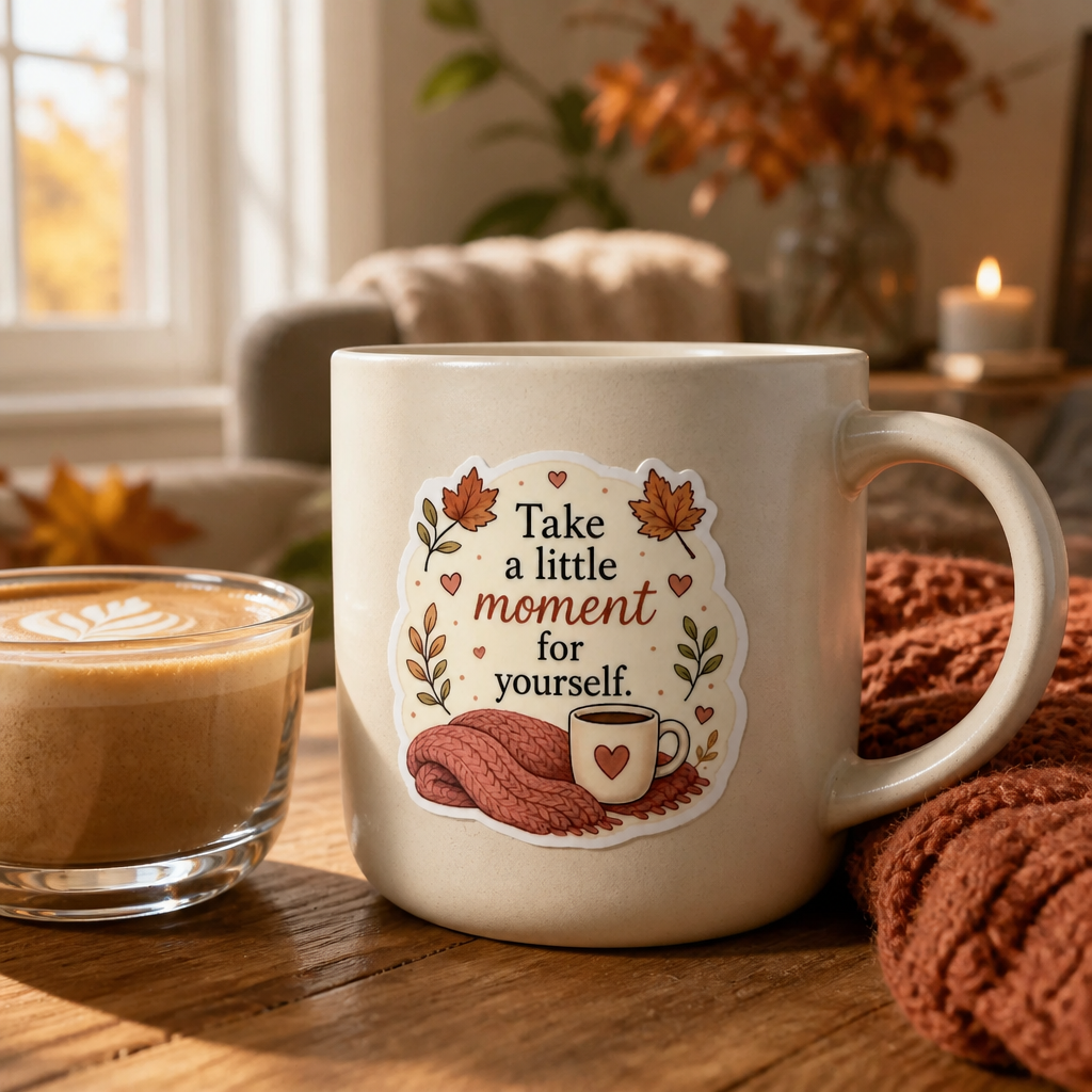 September Sticker, Take a little moment for your self - 3' Cozy Fall Sticker