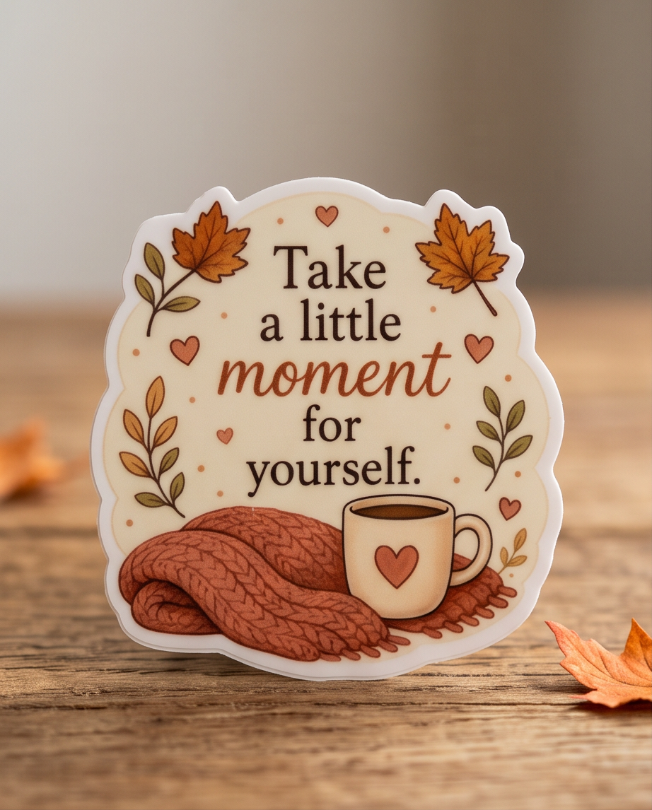 September Sticker, Take a little moment for your self - 3' Cozy Fall Sticker