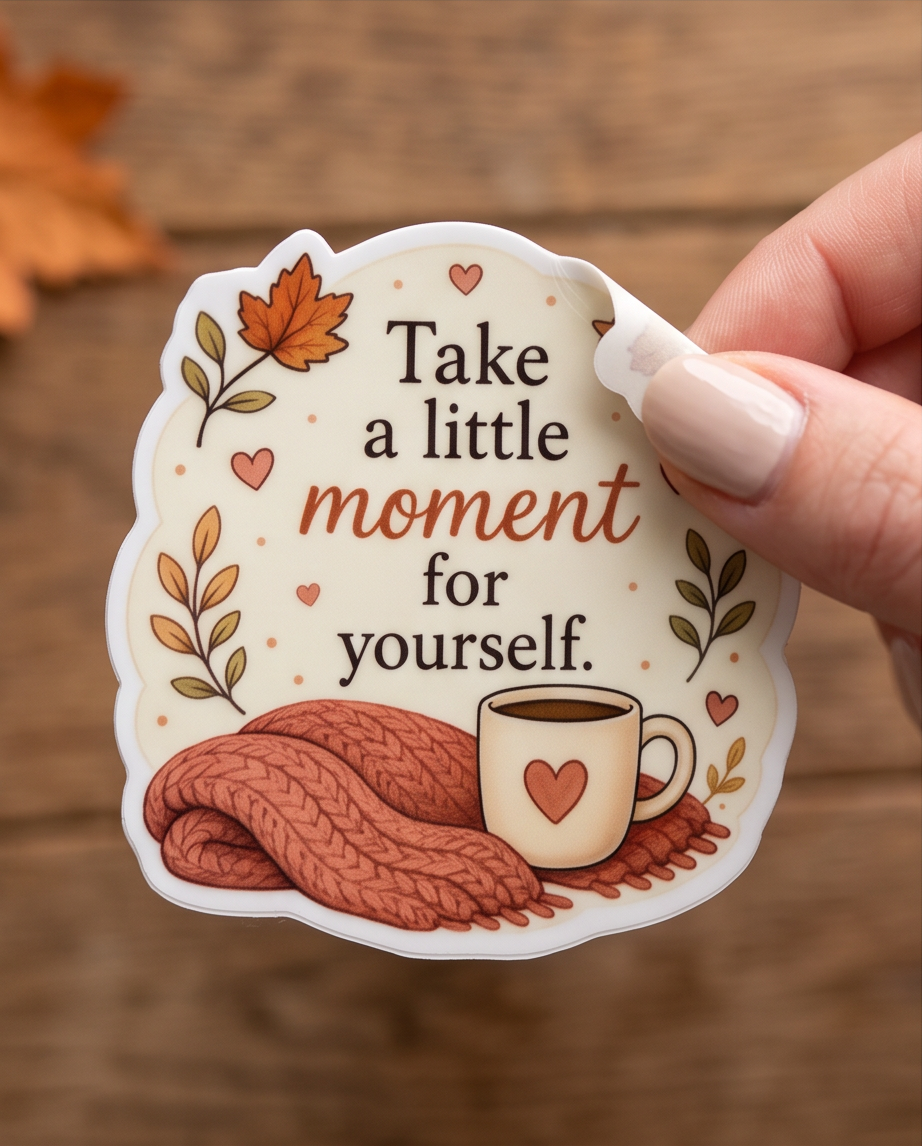 September Sticker, Take a little moment for your self - 3' Cozy Fall Sticker