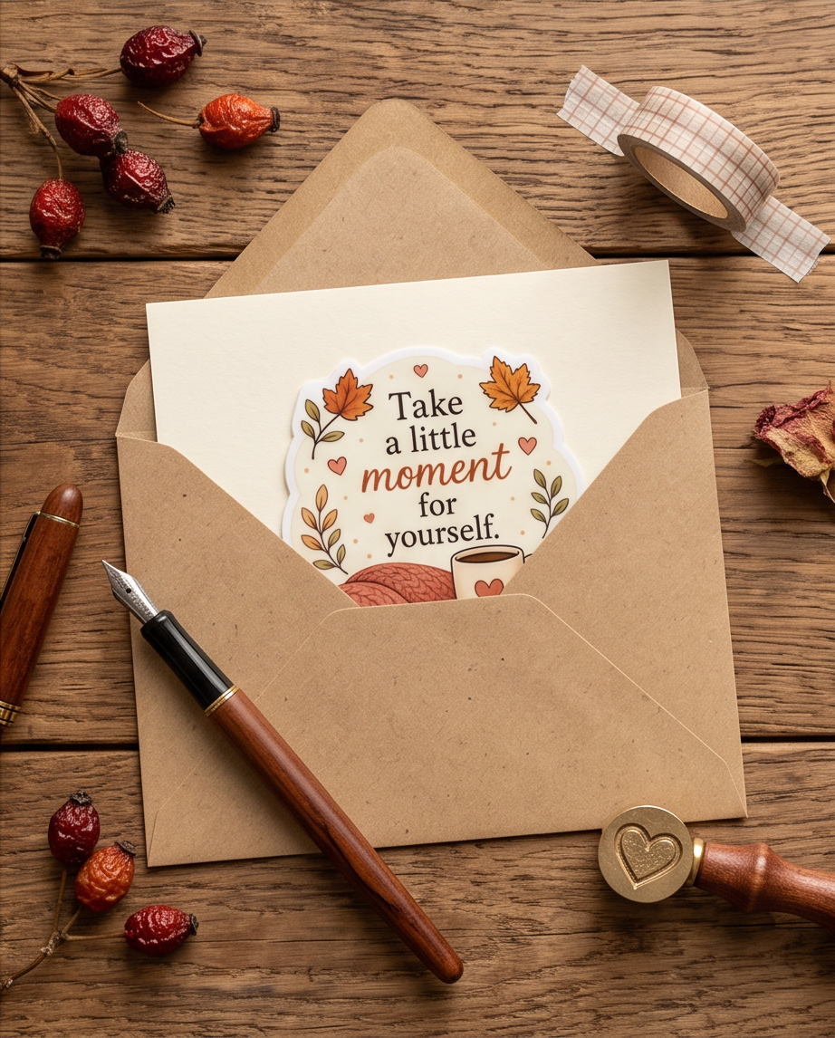 September Sticker, Take a little moment for your self - 3' Cozy Fall Sticker